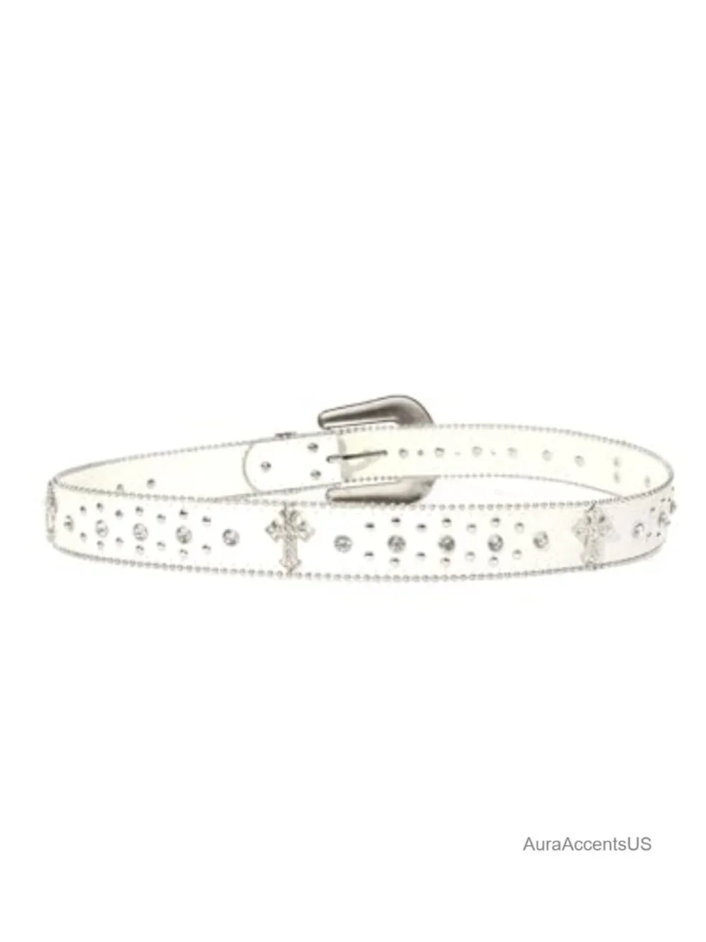 Rhinestone Western Belt for Cowgirl-Cowboy, Faux Leather, 1.5